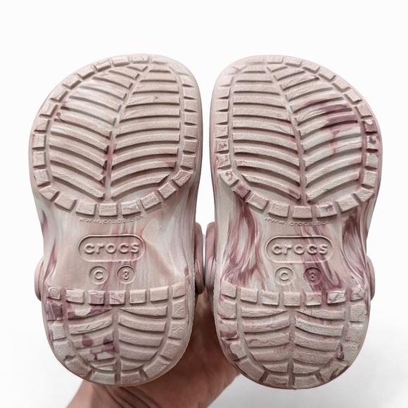 Girls Crocs Marble Pink White Clogs Size C8 Toddler Slip On Shoes - Picture 6 of 6